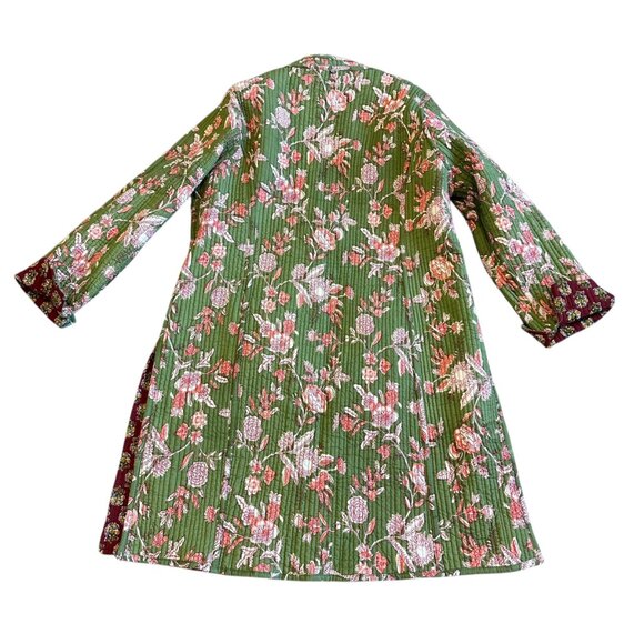 Winter Cotton Bohemian Reversible Quilted Jacket Long-Length Sweater Size Large - Picture 11 of 13